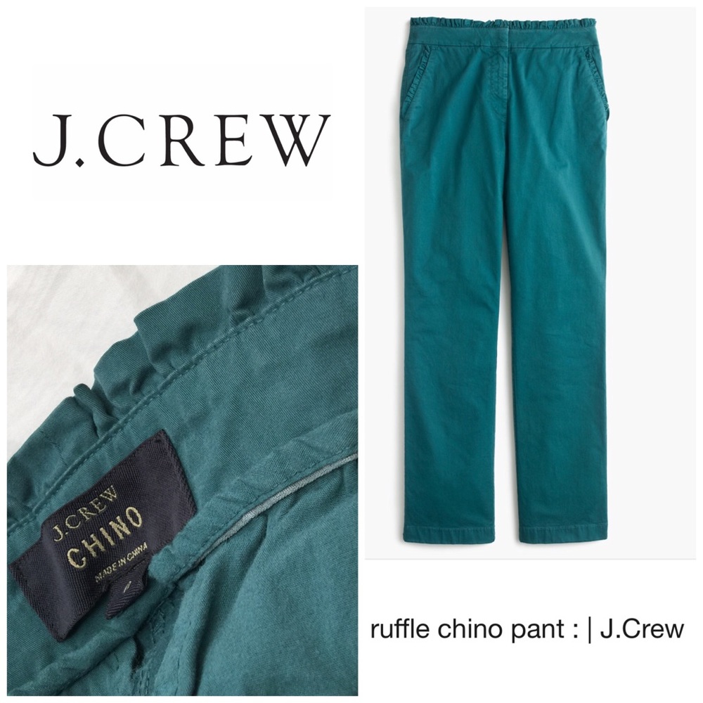 🚨 Final Sale🚨 J. Crew Teal Ruffle Chinos 👖